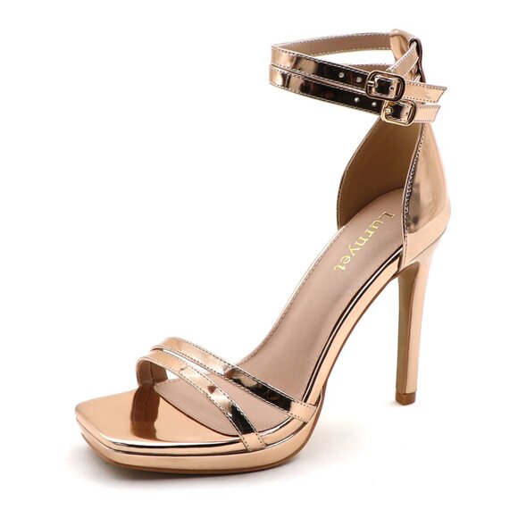 Women's Double Ankle Strap High Heel Sandals Stiletto Platform Dress Shoes - Picture 7 of 7